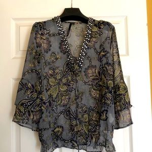 Kay Celine Tops | Kay Celine Sequin Sheer Blouse